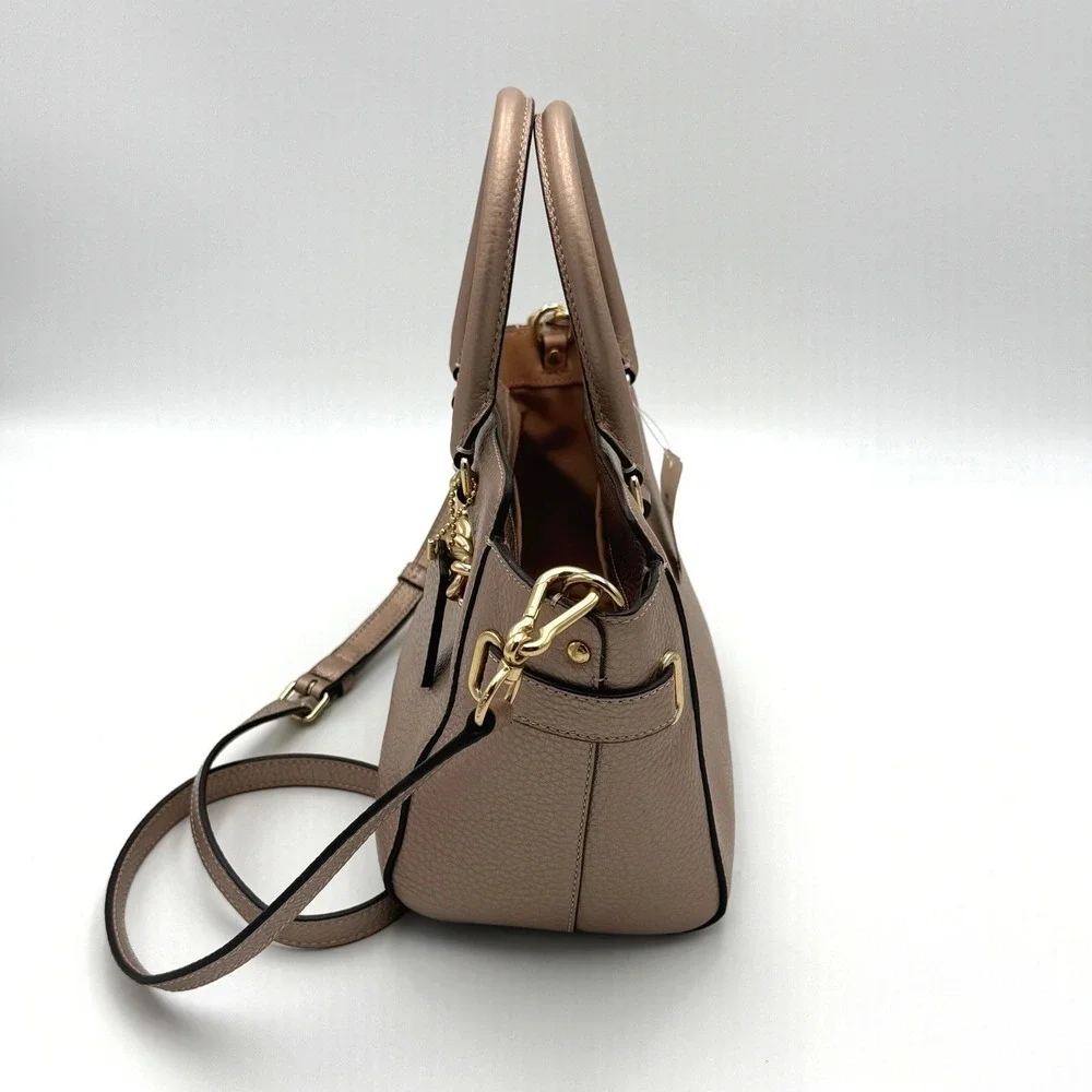 Coach Metallic Rose Gold Pebble Leather Blake 25 Carryall Satchel Bag F39847 NEW